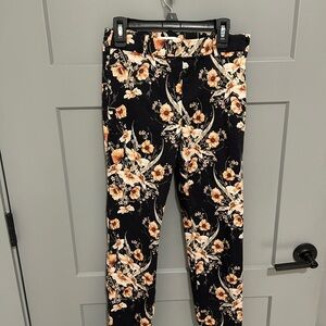 H&M Black and Orange Floral Pants
